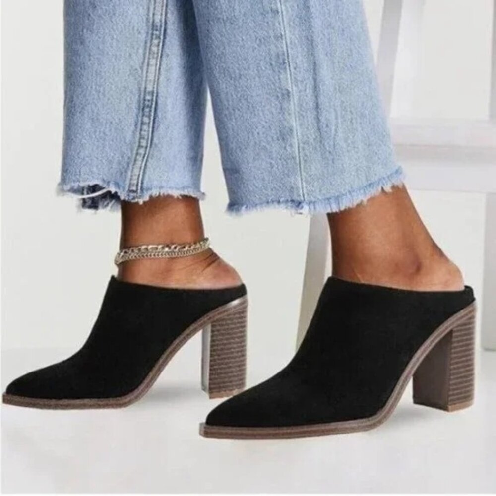 Black Women's Mules with Block Heel